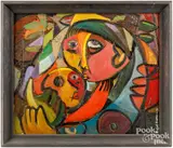 mother and child by Rafael Rivera García, oil on board, sold May 2024