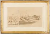 drawing of the Wharves of Boston Harbor by Marshall M. Tidd, ca. 1860, ink, sold May 2024