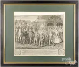The Royal Procession of Queen Elizabeth to Visit Blackfriars by George Vertue, engraving, sold May 2024