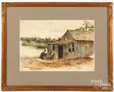 titled Wash Day in Florida by Carrie Carter Wells, watercolor, sold May 2024