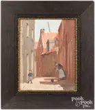 street scene by Carrie Carter Wells, oil on artist board, sold May 2024