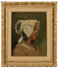 ATTRIBUTED OR SCHOOL OF, PORTRAIT OF A LADY by Frank Duveneck, oil on canvas, sold Jun 2025