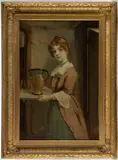 NEWLYN SCHOOL PORTRAIT OF A GIRL by David W. Haddon, oil on canvas, sold Jun 2025