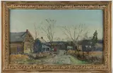 PERKIOMEN VILLAGE IMPRESSIONIST LANDSCAPE PAINTING by Walter Emerson Baum, oil on board, sold Jun 2025