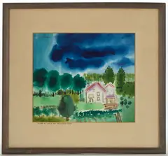 MT. DALE, NY, 'PECHTER'S FARM PAINTING by Nell Blaine, watercolor on paper, sold Jun 2025