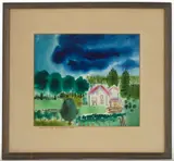 MT. DALE, NY, 'PECHTER'S FARM PAINTING by Nell Blaine, watercolor on paper, sold Jun 2025