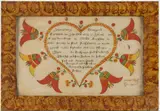 FRAKTUR BIRTH AND BAPTISMAL CERTIFICATE by Daniel Otto, watercolor and pen on paper, sold Jun 2025