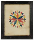 NY FOLK ART ROSETTE DRAWING by New York City, watercolor on paper, sold Jun 2025