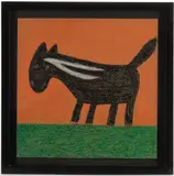 OUTSIDER ART DRAWING by Eddie Arning, crayon or pastel on paper, sold Jun 2025