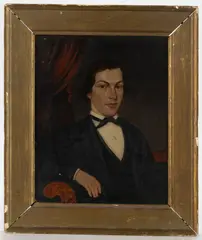 ATTRIBUTED / SCHOOL OF, FOLK ART PORTRAIT OF ORLANDO WOOD (BARNSTABLE CO., MASSACHUSETTS, 1801-1843) by Joseph Whiting Stock, oil on canvas, sold Jun 2025