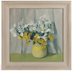 STILL-LIFE OF POPPIES AND IRISES IN A VASE by Jane Peterson, oil on canvas, sold Apr 2025