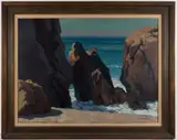 CALIFORNIA COASTAL LANDSCAPE by Antonio Pietro Martino, oil on canvas, sold Apr 2025