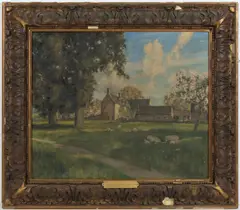 WASHINGTON MANOR HOUSE PAINTING PRESENTED TO JOHN W. DAVIS (WEST VIRGINIA, 1873-1955) by Stephen Reid, oil on canvas, sold Apr 2025