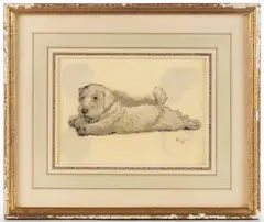 DRAWING OF A TERRIER by Cecil Aldin, watercolor and gouache on paper, sold Apr 2025