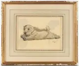 DRAWING OF A TERRIER by Cecil Aldin, watercolor and gouache on paper, sold Apr 2025