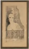 PORTRAIT DE LA BARONNE GOURGAUD LITHOGRAPH by Marie Laurencin, lithograph on paper with hand coloring in blue crayon, sold Apr 2025