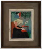 POST-IMPRESSIONIST STYLE PORTRAIT OF A LADY by Gladys Lee, oil on canvas, sold Apr 2025
