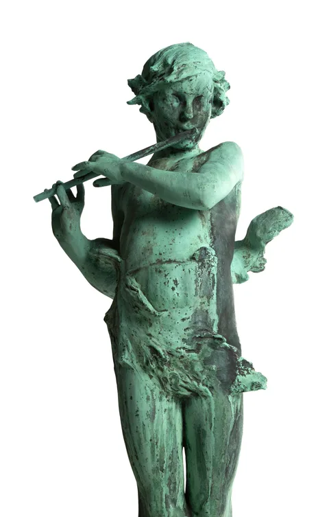 Pan by Edward F. McCartan, Modeled circa 1913. Cast by the Gorham Company Founders circa 1913-1916. Bronze with green patina, sold Sep 2026