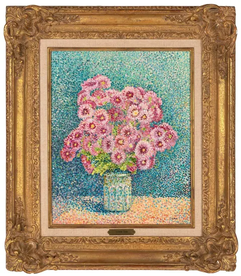 Vase with Flowers (Griffes de Sorcieres) by Yvonne Canu, Oil on canvas, sold Sep 2026