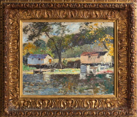 Windy Day, Irondequoit Bay by George Herdle, Oil on canvas, sold Sep 2026