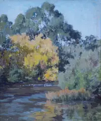 Yarra at Warrandyte by Clara Southern, oil on canvas on board, sold Apr 2026