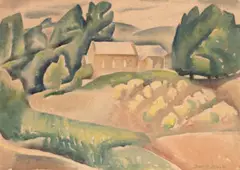 The church on the hill by Dorrit Black, c.1935 – 38, watercolour on paper, sold Apr 2026