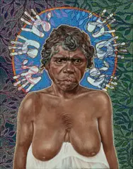 Unknown: Woman by Julie Dowling, 2006, oil, synthetic polymer paint and natural earth pigments on canvas, offered May 2026