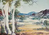 Glen Helen, MacDonnell Ranges by Albert Namatjira, c.1944, watercolour on paper on card, sold Mar 2026