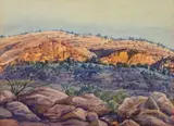 Central Australian landscape by Albert Namatjira, watercolour on paper on card, sold Mar 2026