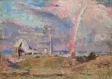 Rainbow Over Burnley by Frederick McCubbin, 1910, oil on wood panel, sold Aug 2024