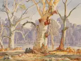 Morning Light by Hans Heysen, 1938, watercolour on paper, sold Aug 2024