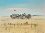 Wimmera Landscape With Thicket by Arthur Boyd, c.1985, oil on composition board, sold Aug 2024