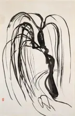 The Willow by Brett Whiteley, 1979, brush and ink on paper on composition board, sold Aug 2024