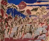 Peking Market by Ian Fairweather, c.1940, gouache and pencil on paper, sold Nov 2024