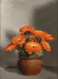 Marigolds by Clarice Beckett, c.1925, oil on board, sold Nov 2024
