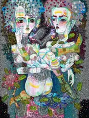 Hard Wet by Del Kathryn Barton, 2017, synthetic polymer paint, gouache, watercolour and ink on linen, sold Nov 2024