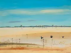 Wimmera Landscape by Arthur Boyd, c.1982, oil on composition board, sold Nov 2024