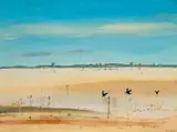 Wimmera Landscape by Arthur Boyd, c.1982, oil on composition board, sold Nov 2024