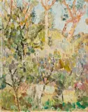 Hill In The Bush by Grace Cossington Smith, 1952, oil on cardboard, sold Nov 2024