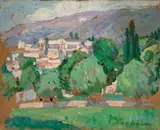 Paysage Puycerda (Espagne) by Bessie Davidson, c.1930, oil on board, sold Nov 2024