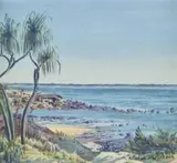 Arafura Sea At Darwin by Albert Namatjira, 1950, watercolour on paper, sold Mar 2025