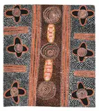 Women’S Travelling Bush Tucker Ceremony by Long Jack Phillipus Tjakamarra, 1972, synthetic polymer paint on composition board, sold Mar 2025