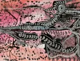 Ngura (Country) by Peter Mungkuri, 2019, ink and synthetic polymer paint on linen, sold Mar 2025