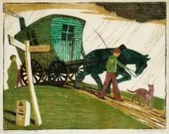 The Rain Cloud by Ethel Spowers, 1931, colour linocut, sold May 2025