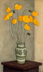Iceland Poppies by John Brack, 1954, oil on canvas, sold May 2025