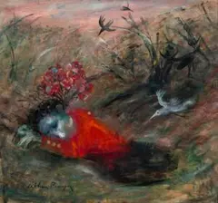 Sleeping Bridegroom With Red Bouquet by Arthur Boyd, 1961 – 62, oil and tempera on composition board, sold May 2025