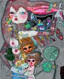 Or Make Myself A Space To Inhabit by Del Kathryn Barton, 2007, synthetic polymer paint, gouache, watercolour and ink on canvas, sold May 2025