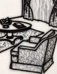Floral Interior by Howard Arkley, 1996, synthetic polymer paint on paper, sold May 2025