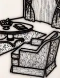 Floral Interior by Howard Arkley, 1996, synthetic polymer paint on paper, sold May 2025