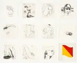 A Day At Bondi by Brett Whiteley, 1984, etching and collage on paper suite of ten etchings plus title page and collaged flag, sold May 2025